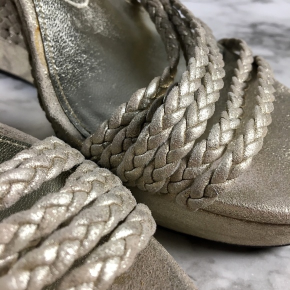 Lauren Ralph Lauren Gold Espadrille Wedge Sandals - Picture 6 of 8